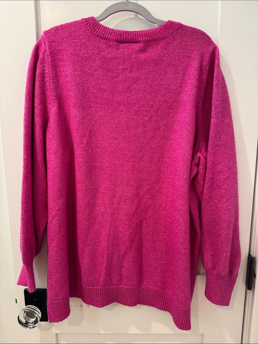 Lane Bryant Hot Pink V-Neck Cable Knit Sweater - Picture 5 of 5